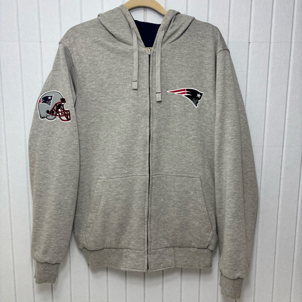 NFL New England Patriots reversible Blue Gray Jacket with Logo Size M - Picture 4 of 13